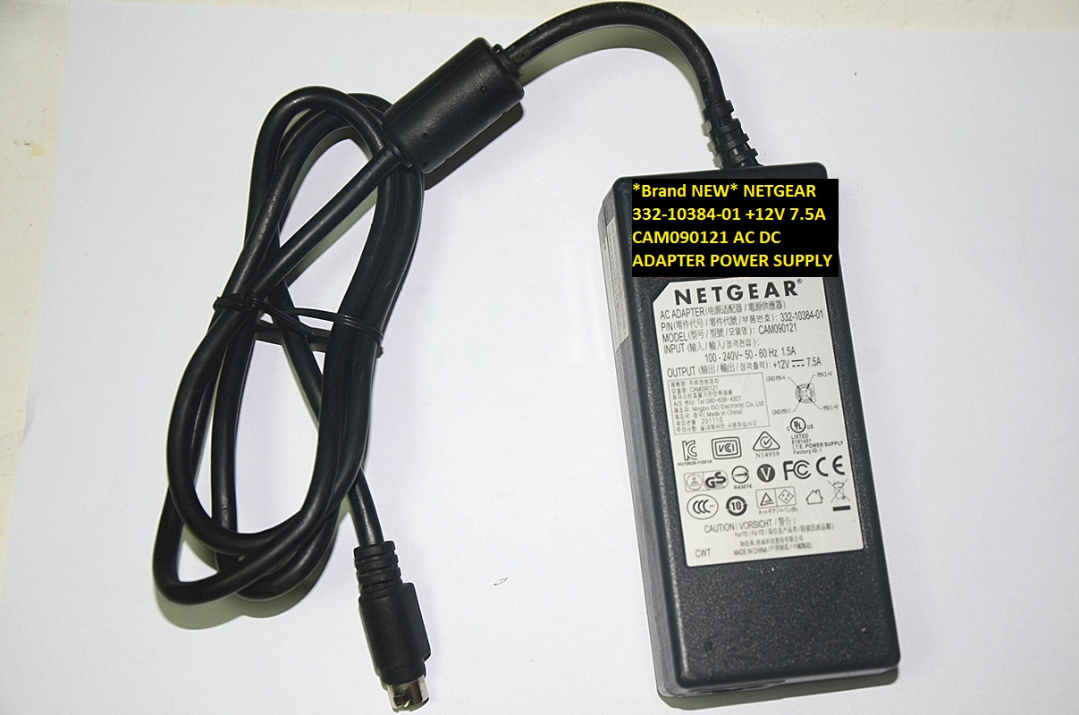 *Brand NEW* AC100-240V +12V 7.5A NETGEAR CAM090121 332-10384-01 AC DC ADAPTER POWER SUPPLY